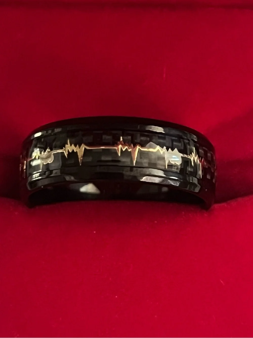 Classic Design Titanium Steel Black Lifeline Design Shine Finish 8mm Band S 11
